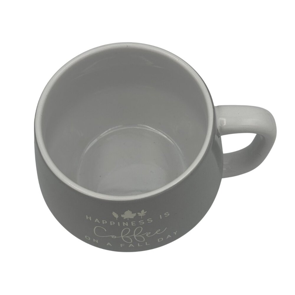 Simply Autumn Happiness is Coffee on a Fall Day  Gray & White Coffee Mug - Picture 2 of 4